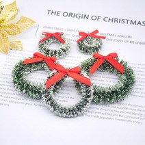 크리스마스 리스 장식 선물 원형 파티 12월 좋은 미니 화환 산타의 싸구려와 diy 화환 문 새해 navidad, 5CM, 활이 달린 나무 녹색
