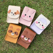 바오바론 가죽 크로스 백 만들기 동물 캐릭터 미니 가방 바느질 실꿰기 공예 아이 소근육 발달 집중력 향상 체험 학습 Cross bag DIY 투명스티커 증정, (너구리)
