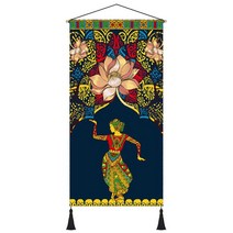 태국 코끼리 벽장식 태피스트리 족자 그림 태국 마사지 식당 벽걸이 족자봉, 폭 80cm x 높이 150cm, P