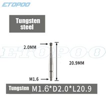 측량 용접다이얼 테스트 표시기의 접촉점 루비 팁 2mm 볼 직경 18mm 길이 M2.0 나사 측정 분석 계측기 게이, 12 M1.6xL20.9 T
