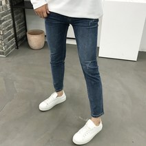 용된다 남자 히든밴딩 스판 9부 데님 청바지