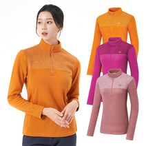 콜핑 파이노 여 KQT0460W 배색 원단 여성 겨울 폴라 집업 등산 긴팔 티셔츠