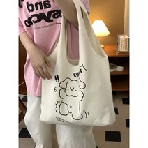 니짱점 귀여운 학생 통근 대용량 캔버스 한숨 라인 개 조끼 가방 원 쇼울더 여성 오리지날