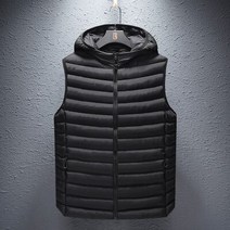악어 조끼 남성용 겨울 코트 민소매 재킷 캐주얼 후드 다운 솔리드