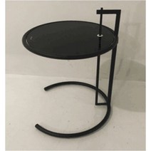 현대 투명 테이블 커피 중세 금속 리프팅 유리 사이드 캐논 렌즈 모델 라운드 수조, 03 Black-black