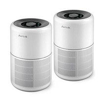 가정용 침실용 AIRTOK 2팩 공기 청정기 12개 향기 스폰지가 포함된 사무실 데스크탑 H13 HEPA 필터 최대 376평방피트의 4단계 여과 블랙 캘리포니아에서 사용 가능, Bedroom