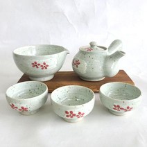 붉은 두송이 3인 다기세트