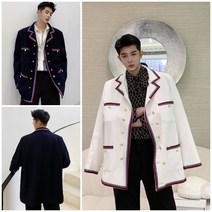 배색 남자 흰자켓 프린스 블레이저
