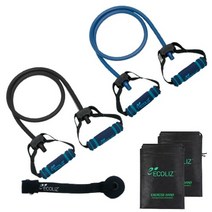 에코리즈 일자형 튜빙밴드 2P+도어앵커 파우치 세트, 블랙네이비