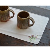 무명그림매트 차매트, A(제비꽃), 1개