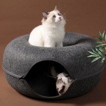 고양이도넛방석 고양이기절방석, L 핑크