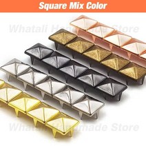 비둘기퇴치망 버드스파이크 비둘기망 100pcs 67891012mm 금속 리벳 스퀘어라운드 스터드 펑크 록 가죽 공예 옷신발가방벨트팔찌 diy, 스퀘어 믹스 컬러, 12mm