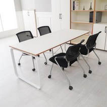 TS 데임 LPM A형 회의용테이블 2000x1000, 화이트프레임/라이트월넛