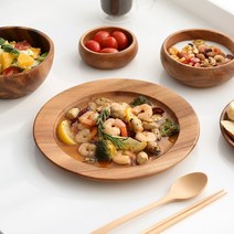 아카시아 원형 우드 접시 나무 캠핑식기 플레이트 5type, 서비스접시