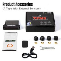 CODASH-자동차 태양열 TPMS 타이어 압력 모니터링 시스템 태양광 디지털 디스플레이 보안 알람 4 륜 센서, CN_External Sensor