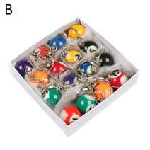 16pcs 미니 당구 모양 열쇠 고리 25mm 수지 당구 공 열쇠 고리 검정 8, B