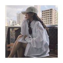 루즈핏 여성셔츠 블라우스 빅사이즈 큰 사이즈 여성 200 봄 판 홍콩 풍미 심플한 화이트 셔츠 디자인 복고풍 긴팔