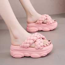 여자 키작녀 키높이 통굽 슬리퍼 실내화 사무실 명품 쓰레빠 쪼리 소음방지 8cm 굽 94
