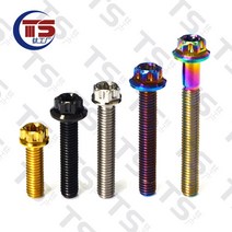 티타늄 스템 자전거 부품 TS 볼트 M6X15-70mm 플랜지 헤드 스크류 헤드셋 캡 MTB 고정 기어 1pc, [07] M6X70, [01] Gold