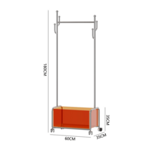 이동식 행거 옷걸이 스탠드 원룸 옷장 인테리어 자취방 심플, 실버+오렌지