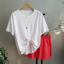 상상그이상 여성용 데일리 실켓 라운드 베이직 반팔 티셔츠