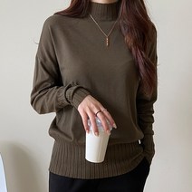 데일리앤 멜리즈 여성 기본 루즈핏 반폴라넥 니트