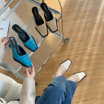 반 슬리퍼 발편한슬링백 네모난 웨지힐구두 펌프스 통굽 225구두 스트랩 둥근코 토오픈 j82