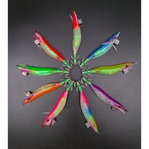 채비왕피싱 씨우드 크리스탈에기 1세트 5개입 수평 갑오징어 쭈꾸미 문어 선상 채비 에깅 에기, 무지개