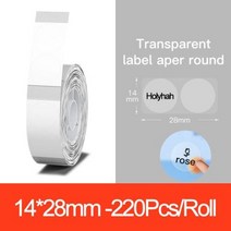 주차천막 간이차고 NiimbotD11 D110 라벨 메이커 테이프 스티커 교체 투명 다채로운 흰색 기계 인쇄 용지 방수 찢어짐 방지, Round Transparent