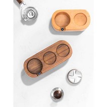 소형 우드 템퍼 가정용 홈 카페 인테리어 거치대 랙, 2홀 브라운58mm