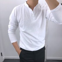 내입옷 워싱 슬라브 차이나 헨리넥 긴팔 티셔츠 4color 2size