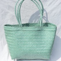 웁스샵 숄더백 L 핸드메이드 대형 발리폼폼백 비치 PVC가방 빨대가방 빅사이즈 토트 라탄백