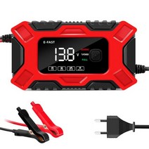 디지털 자동차 배터리 충전기 12V 6A 완전 자동 전원 펄스 수리 납산 AGM, Red EU Plug, Red EU Plug