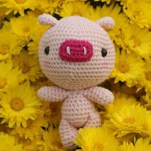 코바늘하나면돼 키링돼지인형 3 코바늘인형 아미구루미 손뜨개 DIY 키트 태교뜨개, 피치
