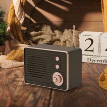 빈티지 미니 블루투스 스피커 5.0 FM 라디오 MP3 블랙, 단품