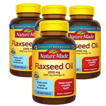 네이처메이드 Nature Made 리그난 플랙씨드오일 아마씨유 1000mg (500mg 오메가3) 100캡슐, 4팩