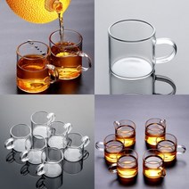 80ML 6P 투명 내열 유리찻잔세트 홈카페유리잔 예쁜찻잔세트 내열찻잔 사무실찻잔