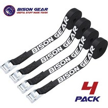 BISON GEAR 프리미엄 타이 다운 스트랩 1100lbs서프보드 카약 또는 카고 래싱용 자동차 루프 랙 버클이 있는 16피트 헤비 듀티 캠 - 4팩