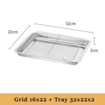 오븐렉 전자레인지 선반 스메그 우녹스 지에라 우드랙 수납형 직사각형 저장 플레이트 오븐 베이킹 트레이 오일 필터 팬 스테인레스 스틸 베이크웨어 그리드 와이어 냉각 랙 주방 용품, 트레이 32x22x2cm