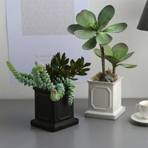 바보사랑 무광 앤틱프레임 사각화분 블랙/화이트 (대).글라스코, 블랙