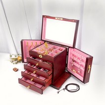 가방 정리대 수납함골동품 단단한 나무 서랍 유형 저장 상자 다기능 대용량 캐비닛, 한개옵션1, 06 Wine Red pink Lining