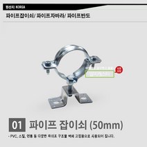 [국산] PVC파이프 연통/ 벽체/ 고정쇠/ 파이프잡이쇠 50mm 75mm 100mm, 파이프잡이쇠 (50mm)