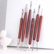 조소 도예 점토 공예 스크래퍼 도구 스컬피 도예도구 클레이도구 조소도구 점토칼 도자기도구 조각도구, 점토 공예도구 6종(브라운)