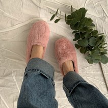 2cm 둥근앞코 기모안감 퍼 단화 여성 털 로퍼