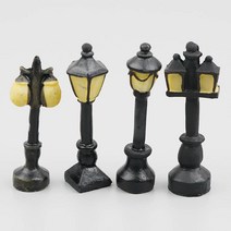 미니어처 가로등 램프 가로수 모형 5~5.8cm 4종 택1 디오라마 테라리움 재료 미니어쳐, C타입(라운드2램프)