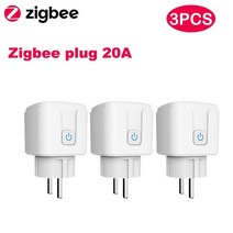 보안 부속 부품 tuya smart zigbee 플러그 16a20a eu 콘센트 3680w 전력계 Alexa 및 tuya 허브와 호환 가능, 1-지그비 플러그 3개