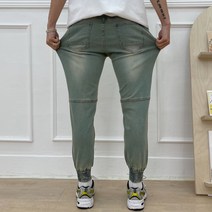 밴딩 스판 절개 청 조거팬츠 편한 조커 바지 데님 워싱 봄 가을 슬림핏 작업복 진청 연청