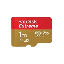 SanDisk 1TB 익스트림 microSDXC UHS-I 메모리 카드 어댑터 포함 - C10 U3 V30 4K 5K A2 마이크로 SD 카드 SDSQXAV-1T00-