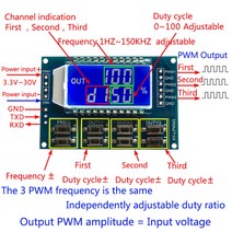 신호 발생 신호 발생기 PWM 펄스 주파수 듀티 사이클 조정 가능 모듈 LCD 디스플레이 1Hz-150Khz 3.3V-30V, 한개옵션0