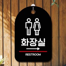 뭉키데코 표지판 안내판 팻말 푯말 실내 미니간판 제작 출력_S7_138_화장실 오른쪽, 블랙
